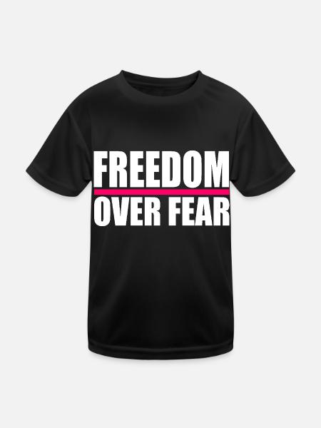 Freedom over fear - Kinder Funktions-T-Shirt - Schwarz - Vorne