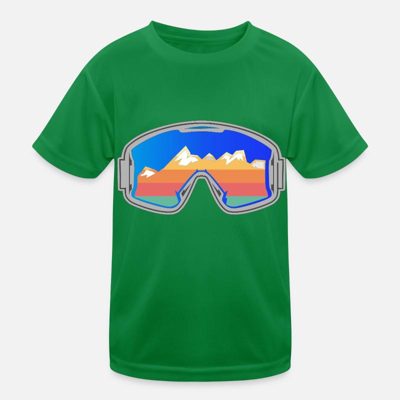 Skibrille Skifahrer Vintage Design hell Kinder Funktions-T-Shirt