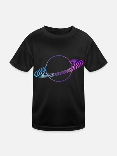 Ringe von Saturn - Kinder Funktions-T-Shirt - Schwarz - Vorne