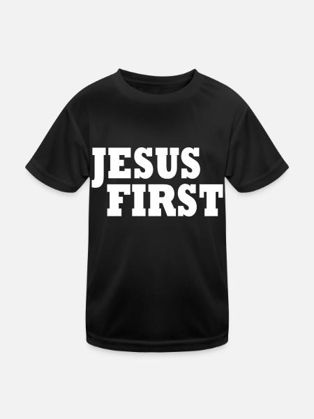 Jesus first - Kids Functional T-Shirt - black - Front