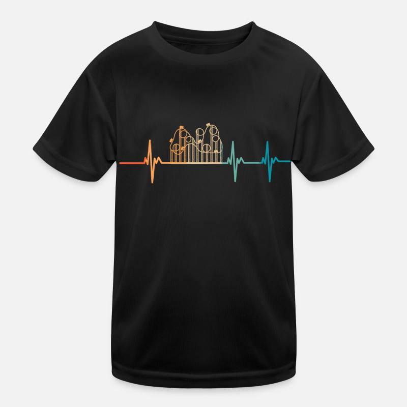 Herzschlag-Achterbahn - Kinder Funktions-T-Shirt - Schwarz