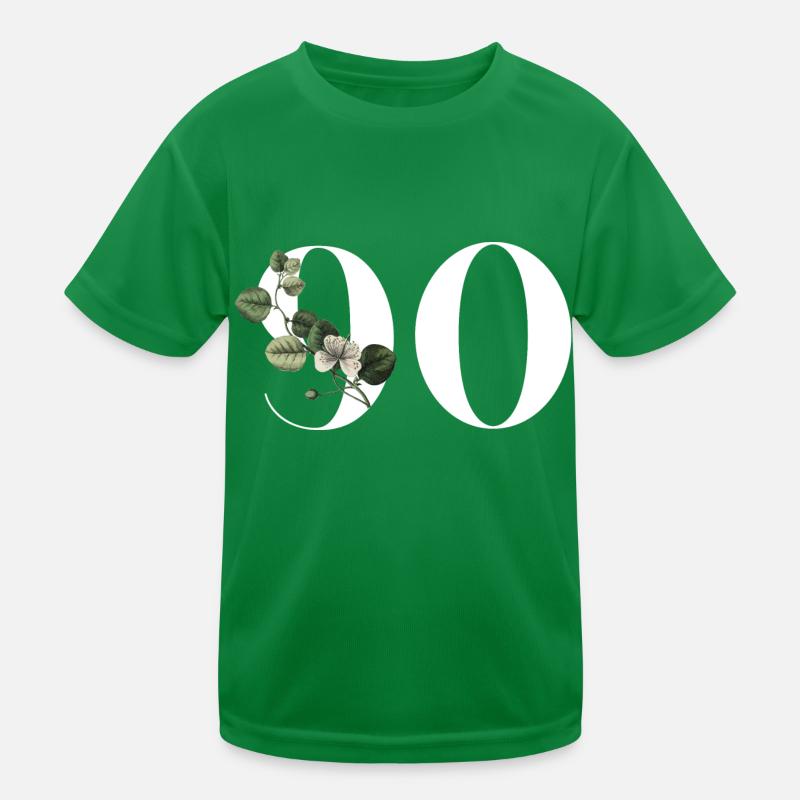Nummer 90 Blumengrün - 90. Blumengeburtstag Kinder Funktions-T-Shirt