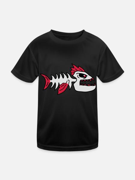 Fish Bone Punk Monster - Kids Functional T-Shirt - black - Front