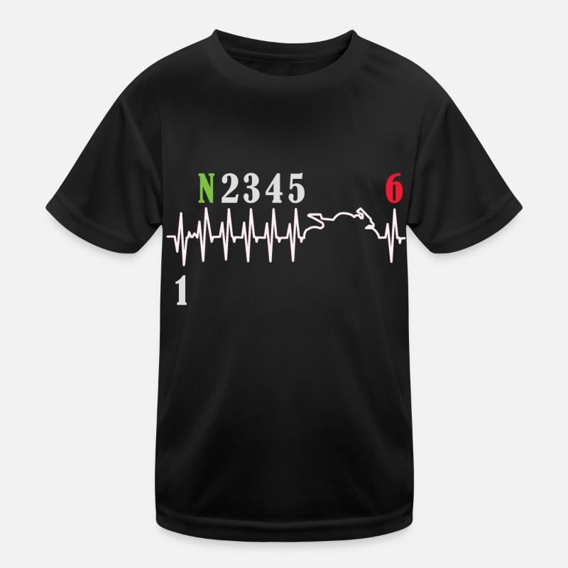 Motorcycle Gear Shift Heartbeat Biker Kids Functional T-Shirt
