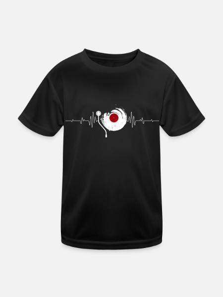 Vinyl Herzschlag Vinyl Schallplatte Musik Puls - Kinder Funktions-T-Shirt - Schwarz - Vorne