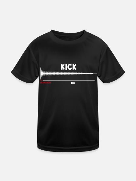Synthesizer Kick Drum Synth DAW Transient Tail - Kids Functional T-Shirt - black - Front