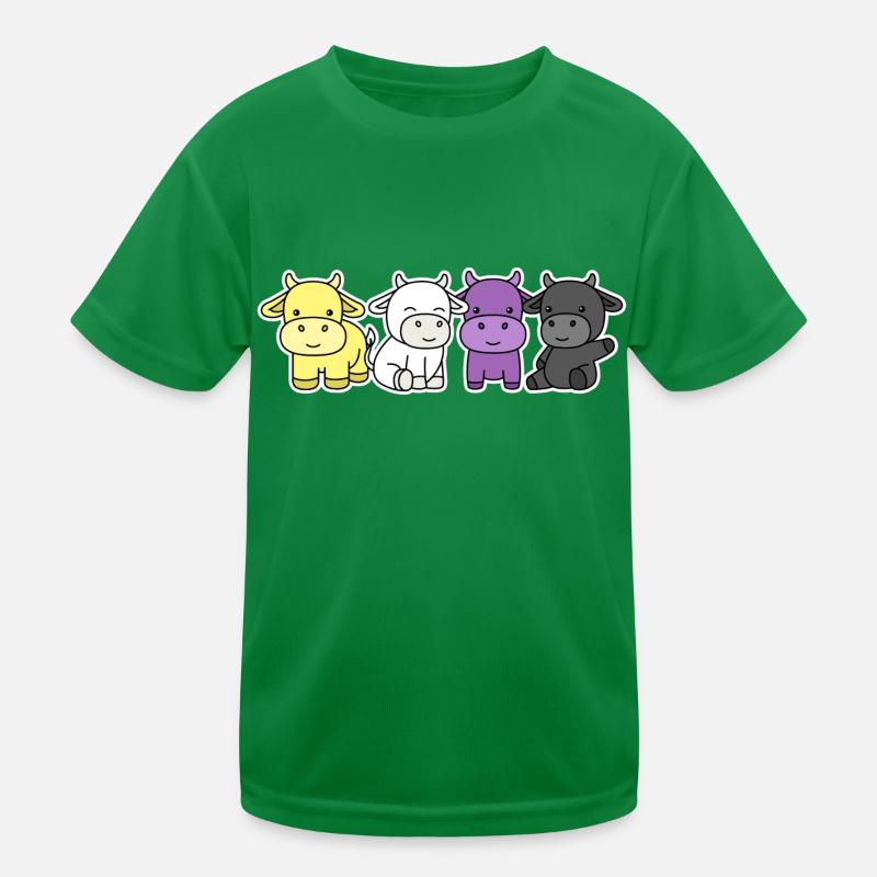 Non-binary flag cow design for proud Enbys Kids Functional T-Shirt