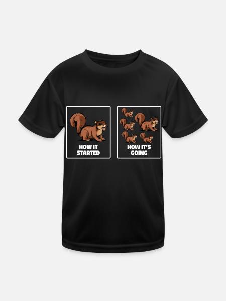 Squirrel Funny How It Started How It's Going Fores - Kinder Funktions-T-Shirt - Schwarz - Vorne