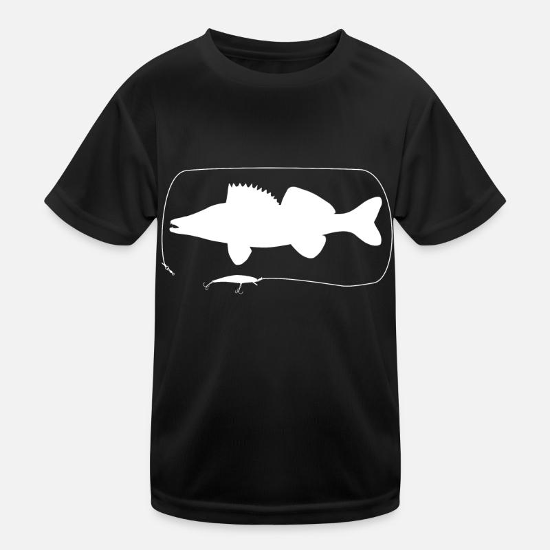 Zander with wobbler - Kids Functional T-Shirt - black