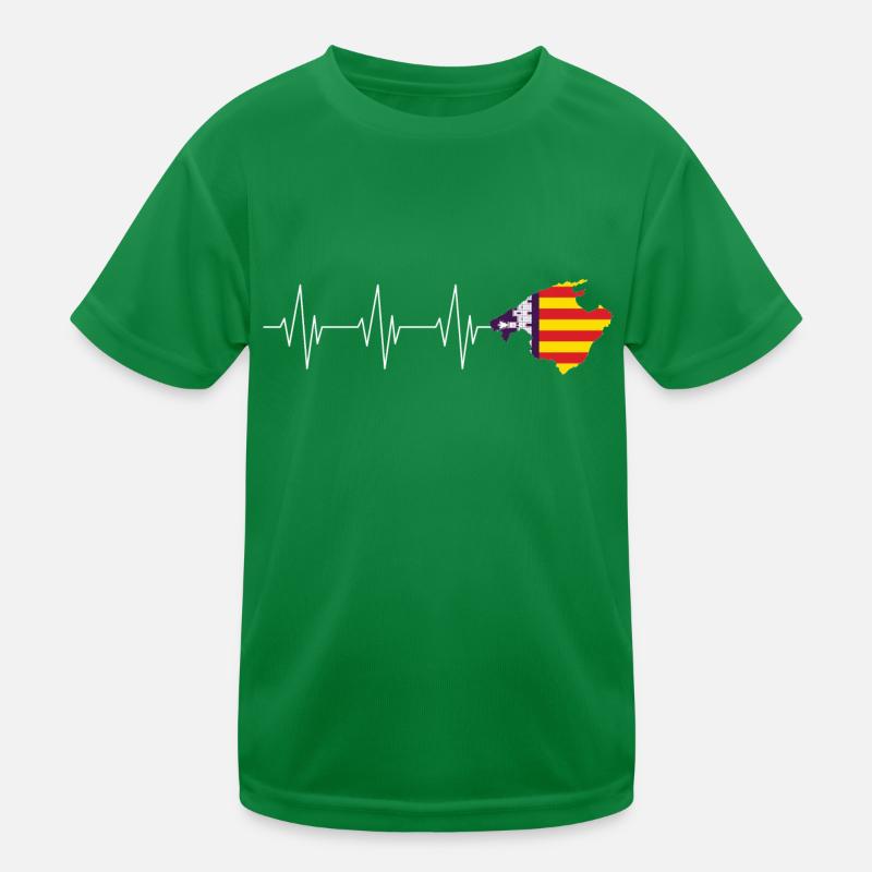 Mallorca Flagge Herzfrequenz Herzschlag EKG Puls Kinder Funktions-T-Shirt