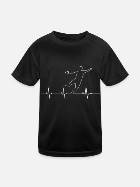 Handball Herzschlag Handballer - Kinder Funktions-T-Shirt - Schwarz - Vorne