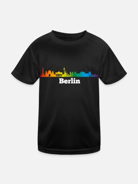 Skyline Berlin, LGBT - Kinder Funktions-T-Shirt - Schwarz - Vorne