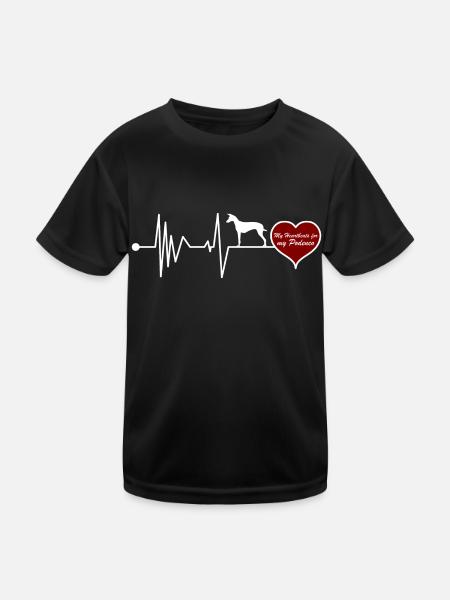 Podenco Canario battement de cœur - T-shirt sport Enfant - noir - Devant