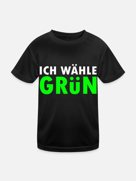 Ich wähle grün - Kinder Funktions-T-Shirt - Schwarz - Vorne