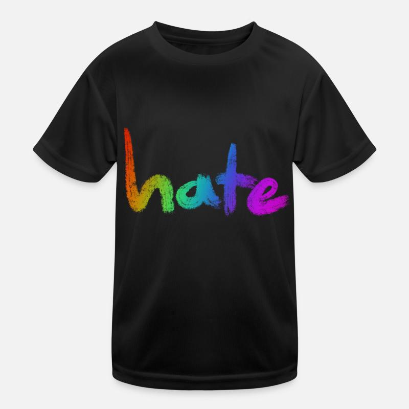 Hate Text Rainbow Kids Functional T-Shirt