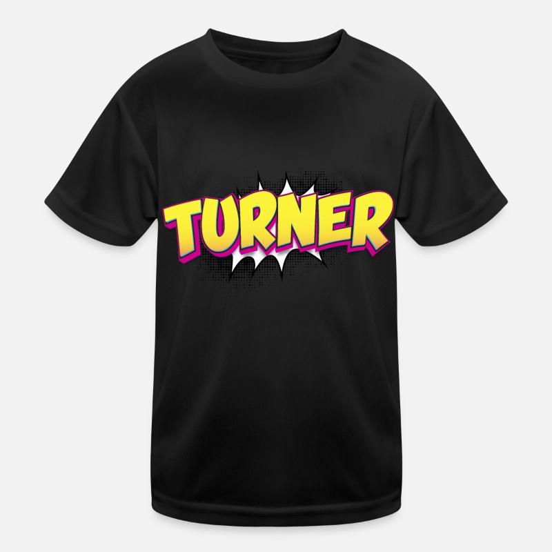 Turner Benutzerdefinierter Name Comic-Buch-Stil Pop-Art, - Kinder Funktions-T-Shirt - Schwarz