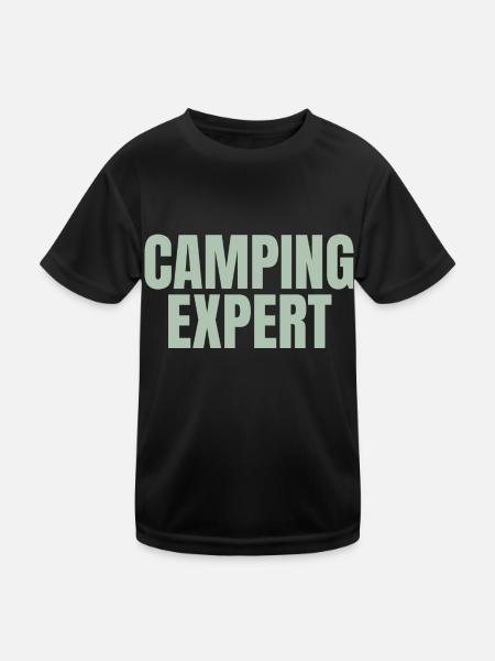 Camping expert - Kids Functional T-Shirt - black - Front