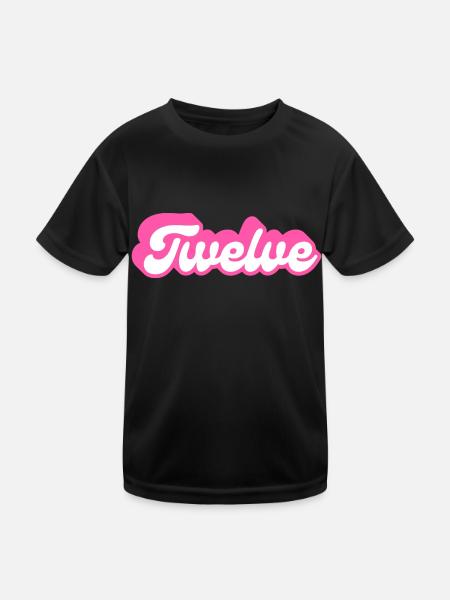 Twelve Birthday - 12th Birthday Retro Pink - Kids Functional T-Shirt - black - Front