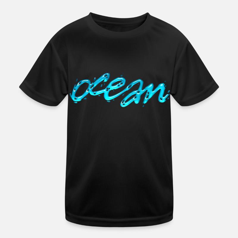 Ocean Text Art Kids Functional T-Shirt