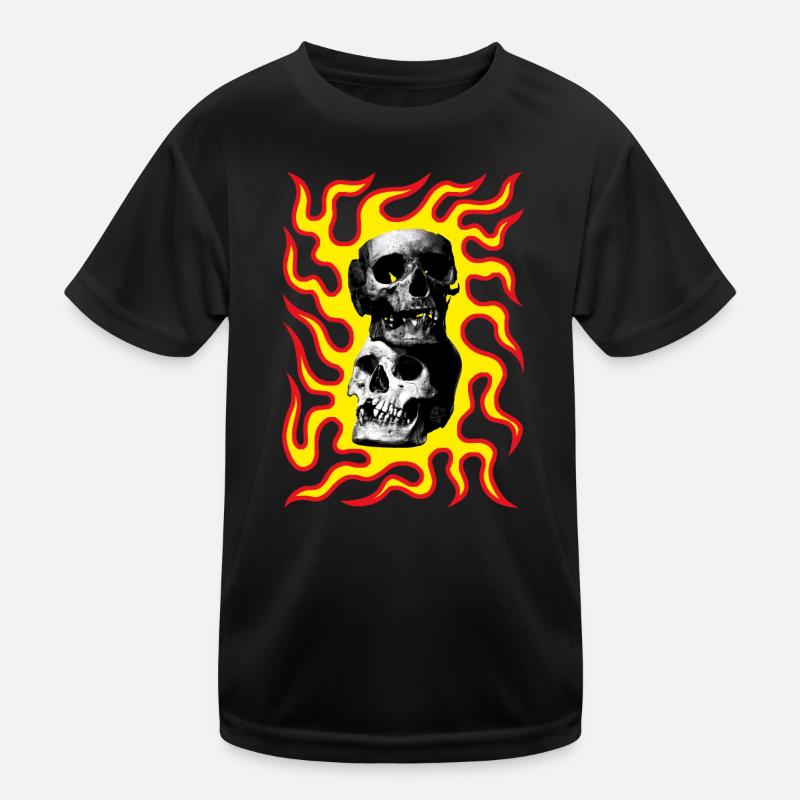 Crânes en feu de l’enfer T-shirt sport Enfant