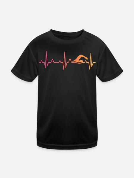 Swim Swim Sunset Heartbeat - Kids Functional T-Shirt - black - Front