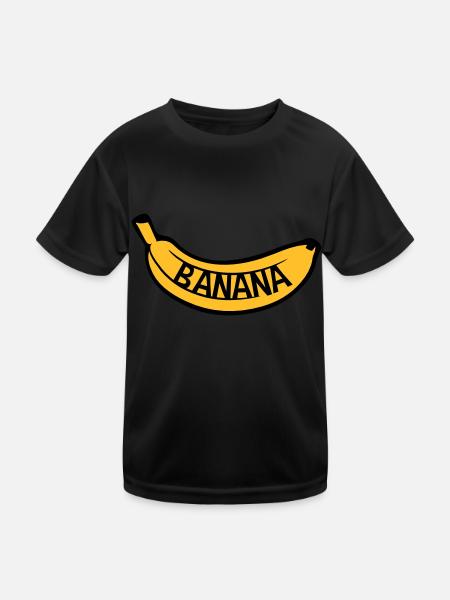 banana text logo obst banane lecker gesund essen b - Kinder Funktions-T-Shirt - Schwarz - Vorne