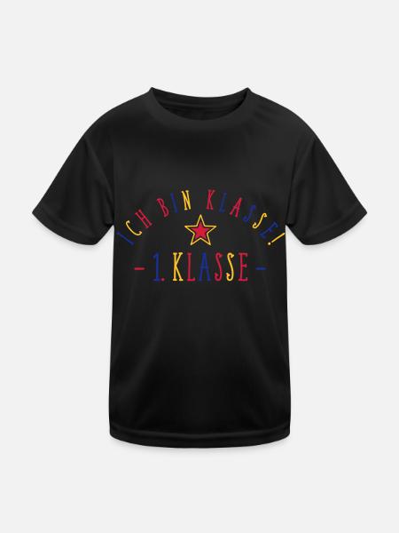 Ich bin 1. Klasse - 3-farbig Mix / Farbwechsel - Kinder Funktions-T-Shirt - Schwarz - Vorne
