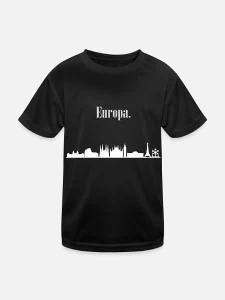 Europe - Skyline aus europäischen Denkmälern - Kinder Funktions-T-Shirt - Schwarz - Vorne