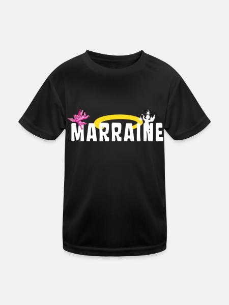 Marraine Baptême Auréole Anges - T-shirt sport Enfant - noir - Devant