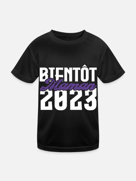 Cadeau Annonce grossesse bientôt Maman 2023. mama. - T-shirt sport Enfant - noir - Devant