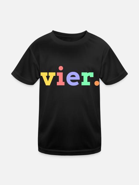 vier 4. Geburtstag - Kinder Funktions-T-Shirt - Schwarz - Vorne