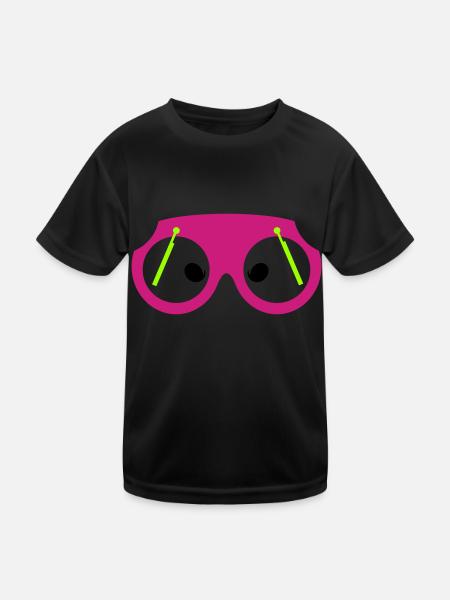 Brille Wischer Scheibe Augen Geek Witz - Kinder Funktions-T-Shirt - Schwarz - Vorne