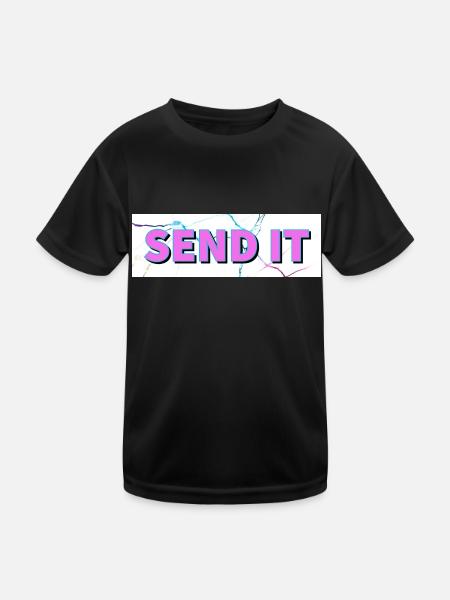 SEND IT Boxlogo - Kinder Funktions-T-Shirt - Schwarz - Vorne
