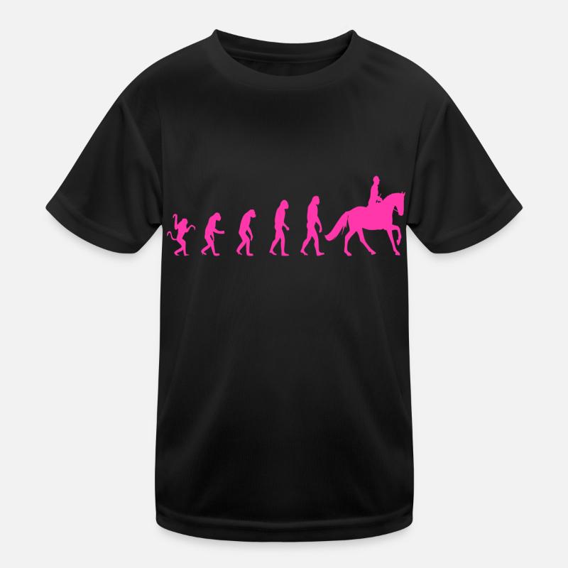 Reiter Reiten Evolution Pferd - Kinder Funktions-T-Shirt - Schwarz