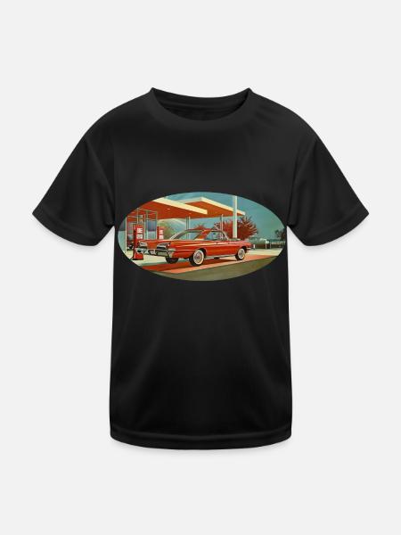 Benzinbrüder Tankstelle - Kinder Funktions-T-Shirt - Schwarz - Vorne