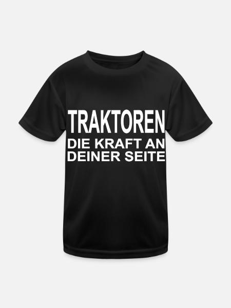 Traktor - Kinder Funktions-T-Shirt - Schwarz - Vorne