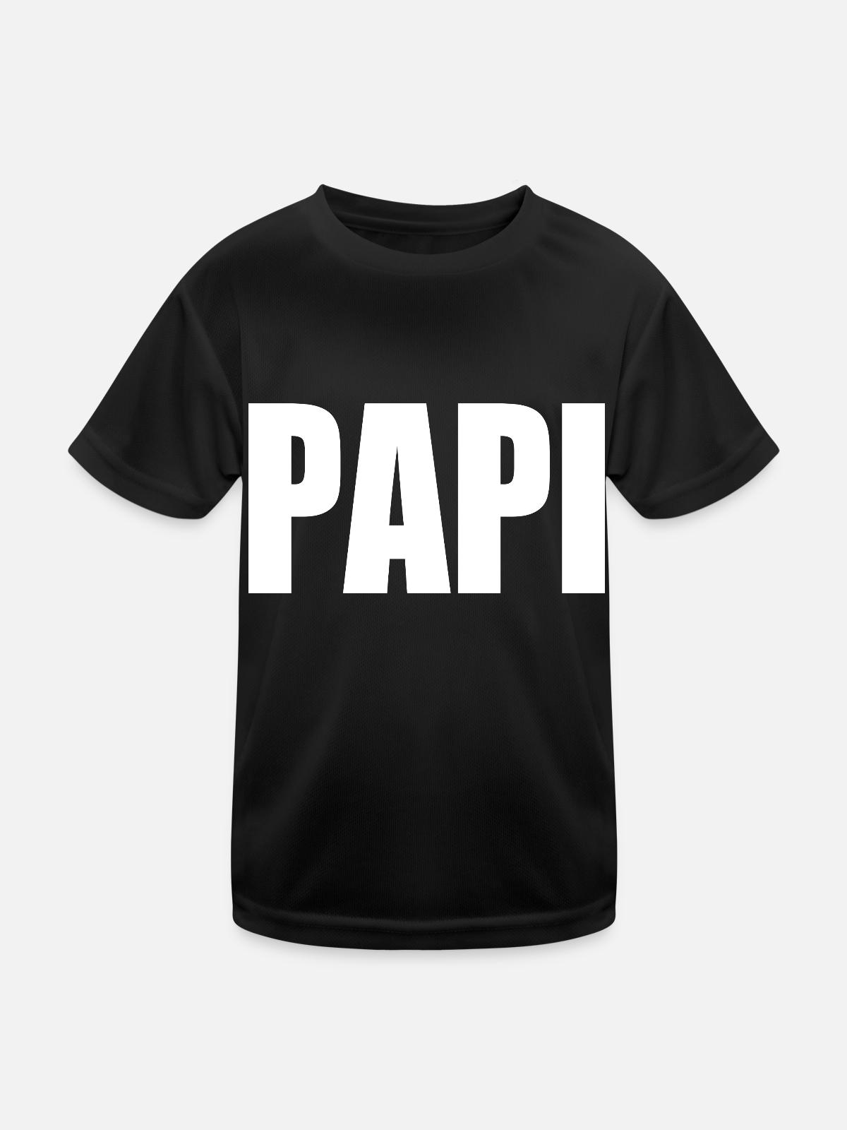 Papi - Kinder Funktions-T-Shirt - Schwarz - Vorne