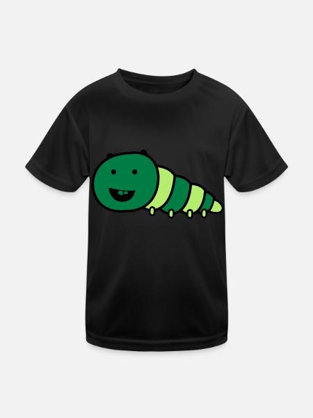 lustige_raupe - Kinder Funktions-T-Shirt - Schwarz - Vorne