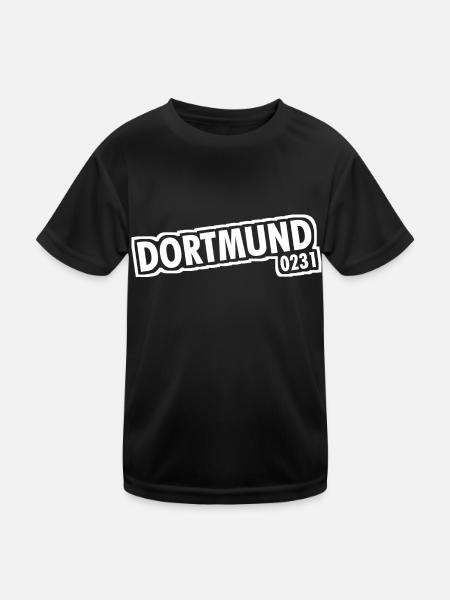 Dortmund - 0231 - Vorwahl - Kinder Funktions-T-Shirt - Schwarz - Vorne