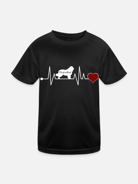 Neufundländer Herzschlag Geschenk - Kinder Funktions-T-Shirt - Schwarz - Vorne