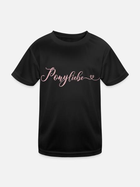 Ponyliebe - Kinder Funktions-T-Shirt - Schwarz - Vorne