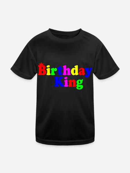 Birthday king - Kinder Funktions-T-Shirt - Schwarz - Vorne