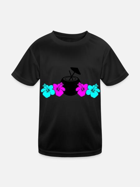 Hibiscus Kokus - Kids Functional T-Shirt - black - Front