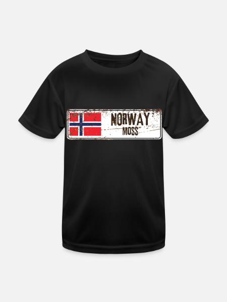 Moos Norwegen Flagge - Kinder Funktions-T-Shirt - Schwarz - Vorne