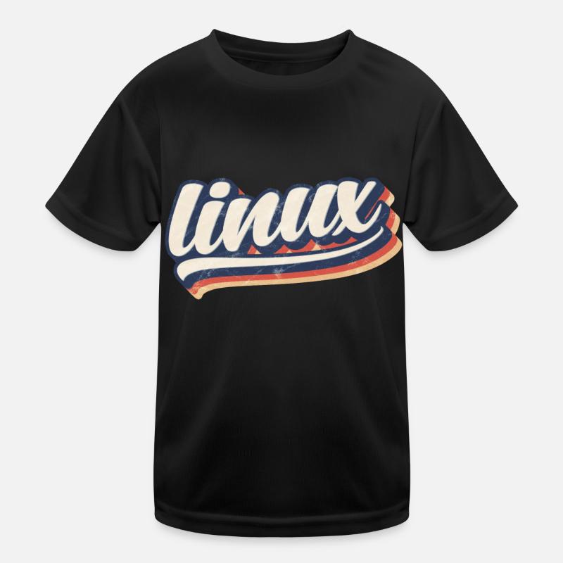 Linux-| Retro Vintage Logo - Kinder Funktions-T-Shirt - Schwarz