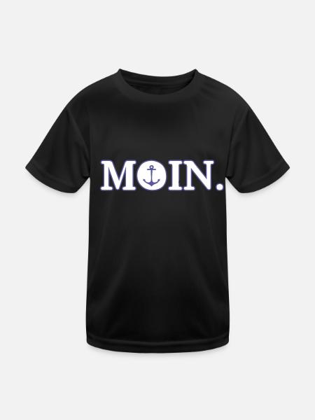Moin Nordisch Küste Urlaub - Kinder Funktions-T-Shirt - Schwarz - Vorne