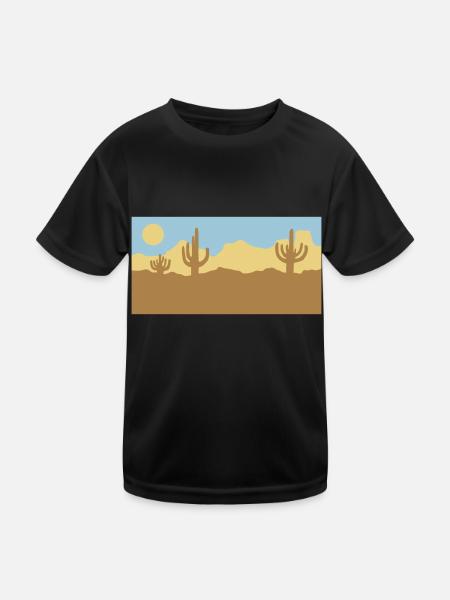 Desert Landscape Silhouette Skyline - Kids Functional T-Shirt - black - Front