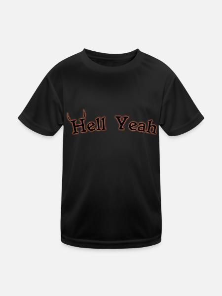 Hell Yeah - Kinder Funktions-T-Shirt - Schwarz - Vorne
