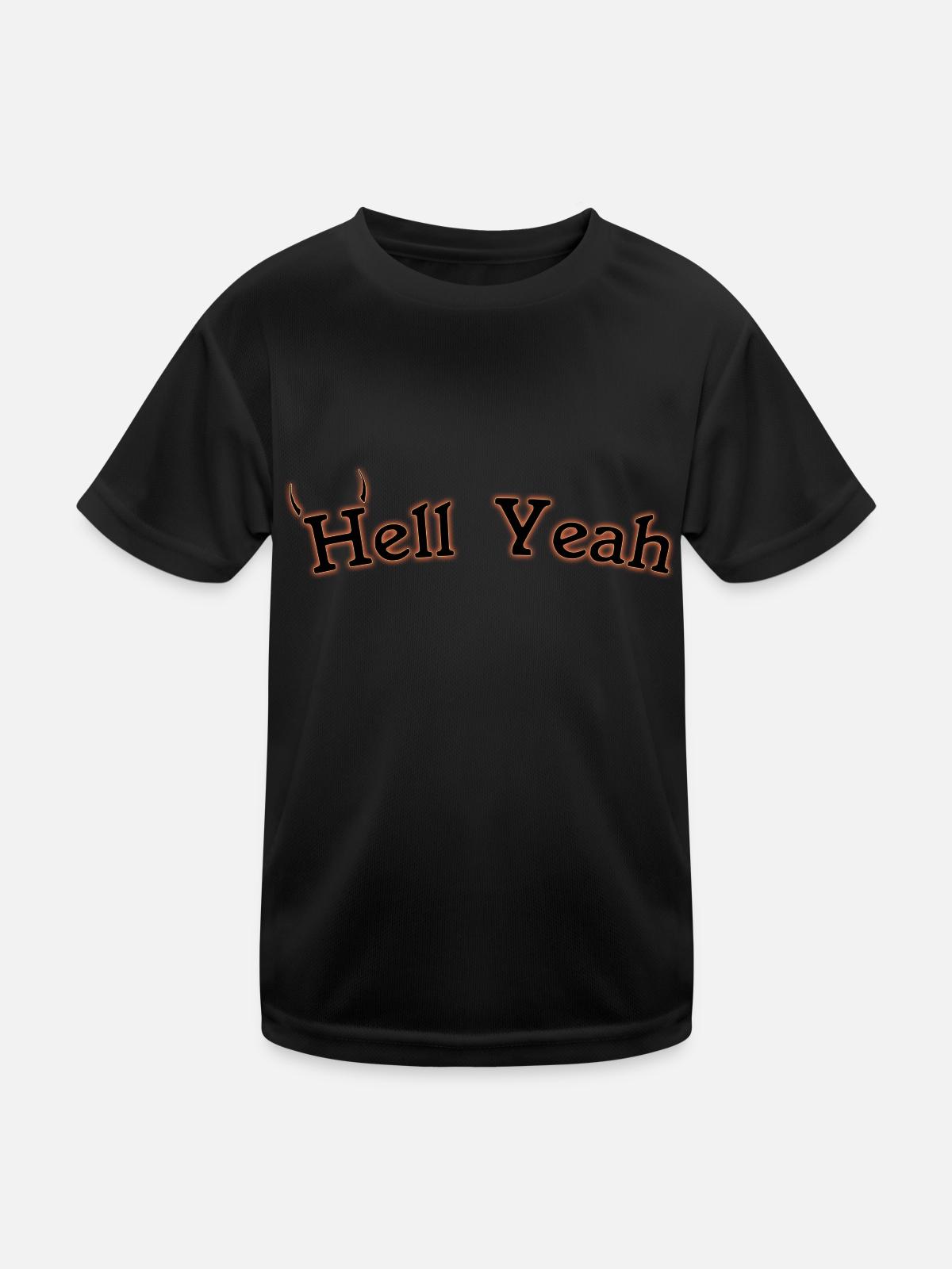 Hell Yeah - Kinder Funktions-T-Shirt - Schwarz - Vorne