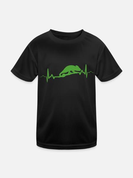 Chamäleon Herzschlag Geschenk Haustiere - Kinder Funktions-T-Shirt - Schwarz - Vorne